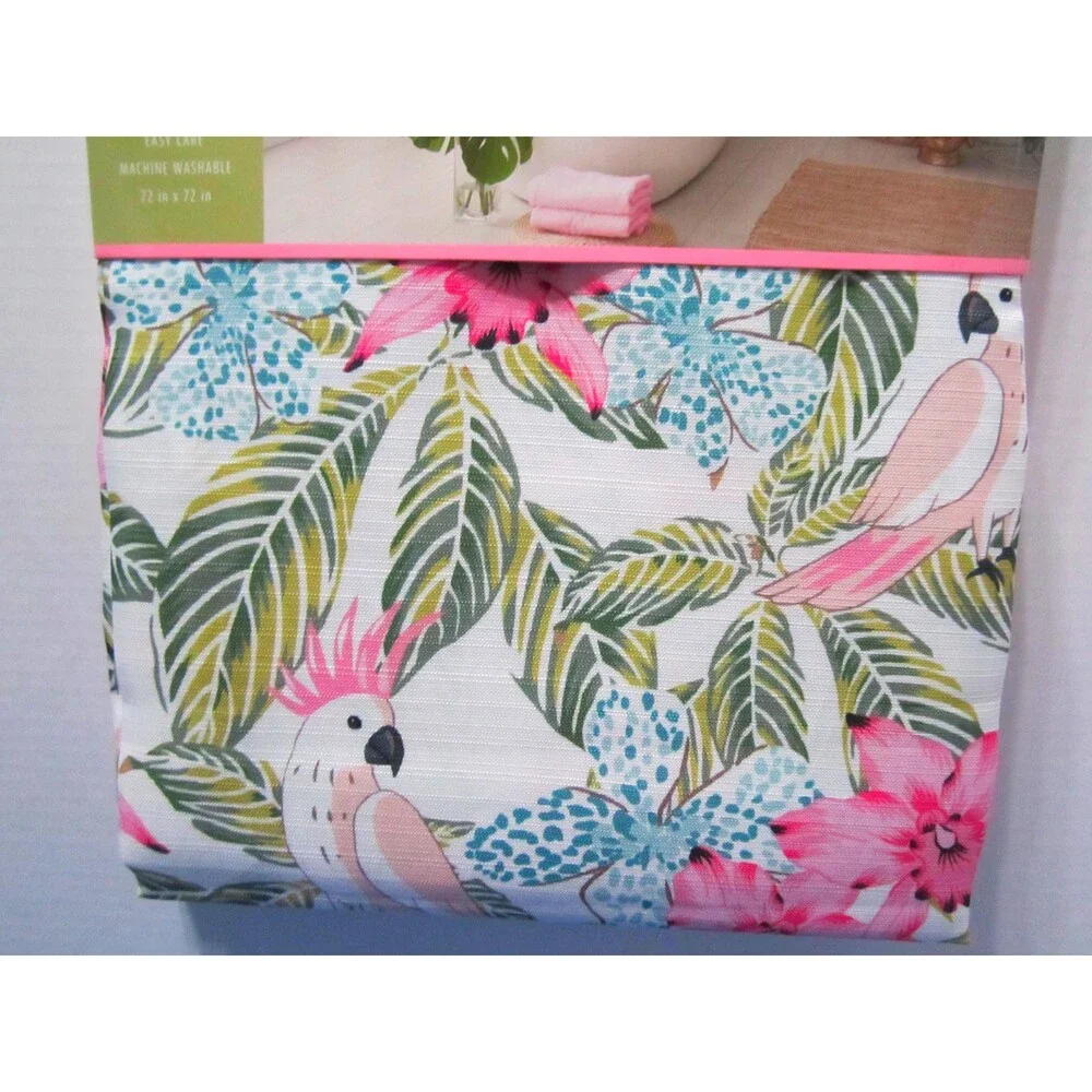 NEW Tropical Cockatoo  Shower Curtain  Fabric Island Hawaii Jungle